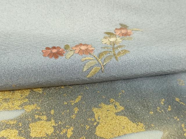 平和屋着物▽訪問着 単衣 刺繍 冊子花文 暈し染め 金彩 正絹 逸品 DAAW9266sf