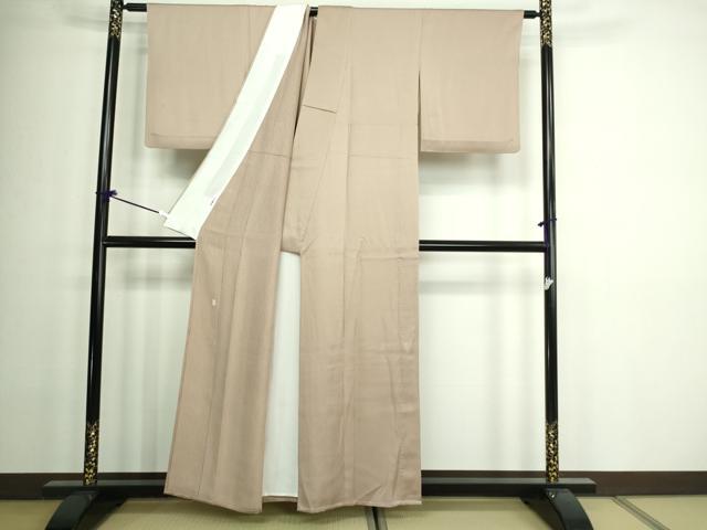 平和屋着物▽加賀友禅の巨匠 初代 由水十久監修 色無地 単衣 縞地紋 白茶色 正絹 逸品 DAAW9281sf