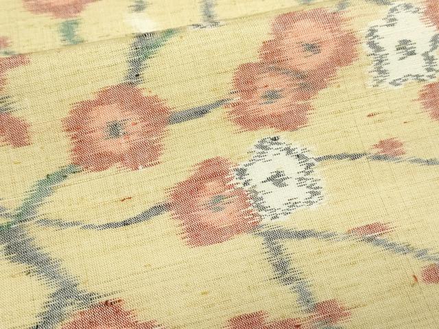 平和屋着物▽小千谷紬 単衣 枝梅 正絹 逸品 DAAW9285sf