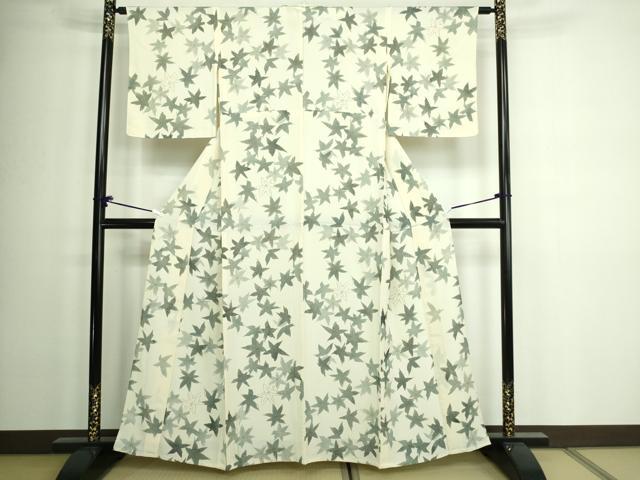 平和屋着物▽上質な小紋 単衣 舞葉文 金彩 正絹 逸品 未使用 DAAW9289sf