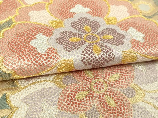 平和屋着物▼六通柄袋帯 亀甲花文 金銀糸 正絹 逸品 DAAW9342sf