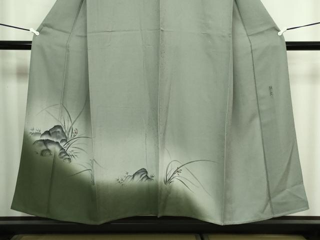 平和屋着物▽訪問着 単衣 作家物 手描き 草花文 暈し染め 正絹 逸品 DAAW9348sf