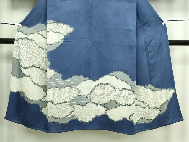 平和屋着物▽男性 訪問着 単衣 駒刺繍 雲重ね文 無落款 正絹 逸品 DAAW9352sf