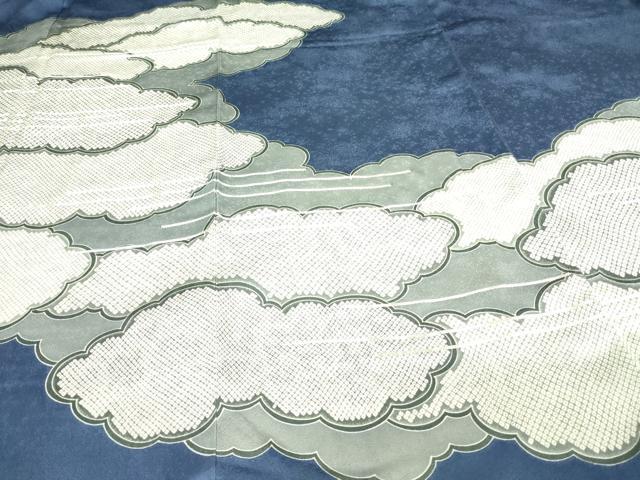 平和屋着物▽男性 訪問着 単衣 駒刺繍 雲重ね文 無落款 正絹 逸品 DAAW9352sf