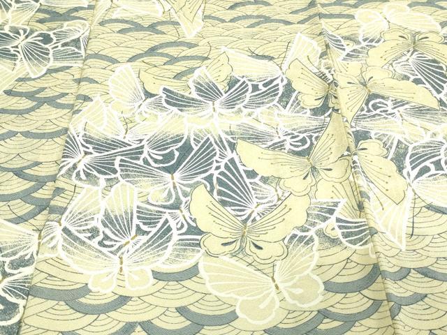 平和屋着物▽上質な小紋 単衣 舞蝶文 金彩 正絹 逸品 DAAW9358sf