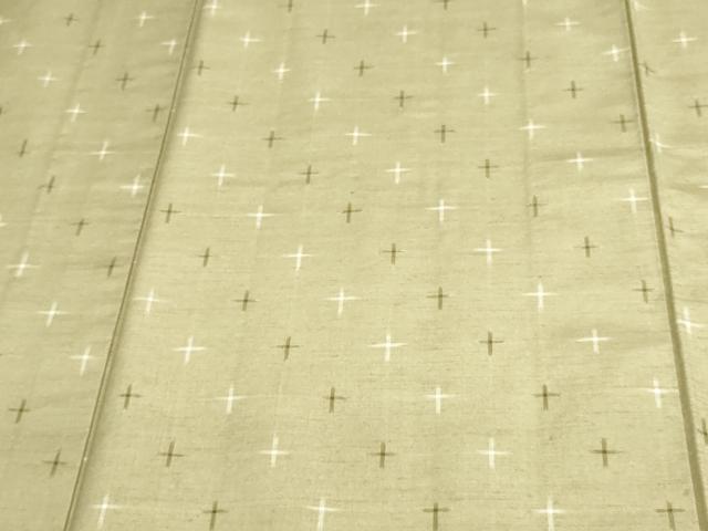 平和屋着物▽上質な紬 単衣 十字絣 正絹 逸品 DAAW9359sf