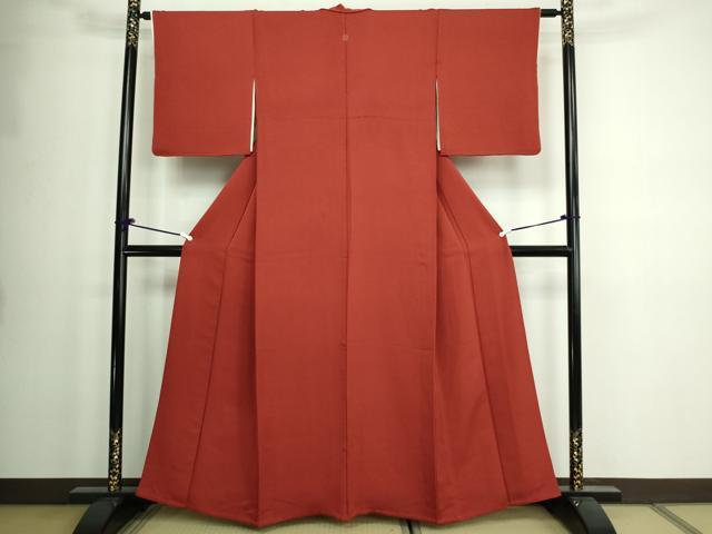 平和屋着物▽上質な色無地 単衣 紅海老茶色 正絹 逸品 DAAW9360sf