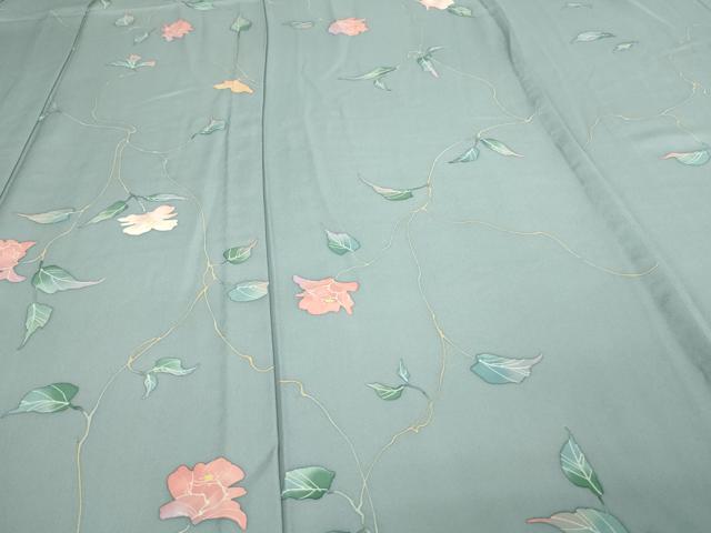 平和屋着物▽上質な小紋 単衣 手描き 枝花文 正絹 逸品 DAAW9362sf