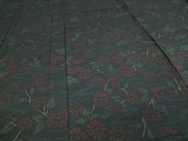 平和屋着物▽上質な紬 単衣 草花文 正絹 逸品 DAAW9369sf