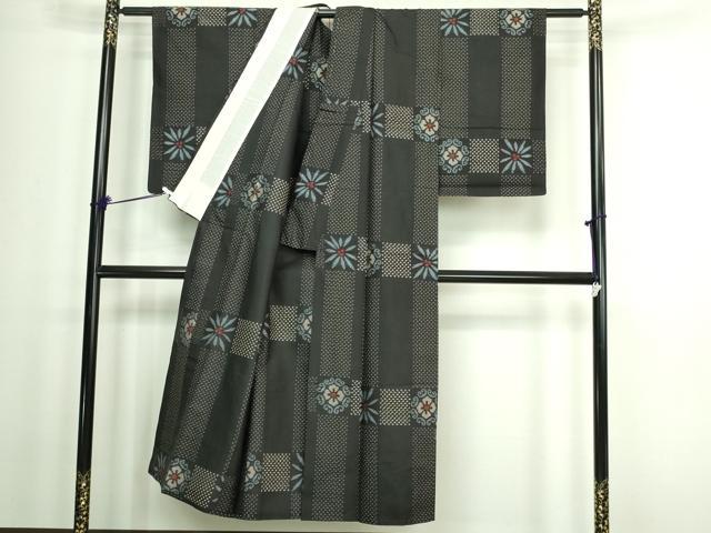 平和屋着物▽上質な紬 単衣 舞花文 正絹 逸品 DAAW9371sf