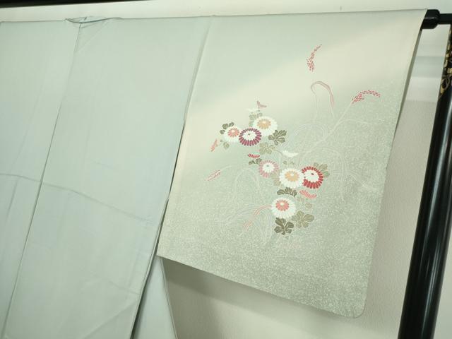 平和屋着物▽訪問着 単衣 草花文 暈し染め 金彩 正絹 逸品 DAAW9374sf