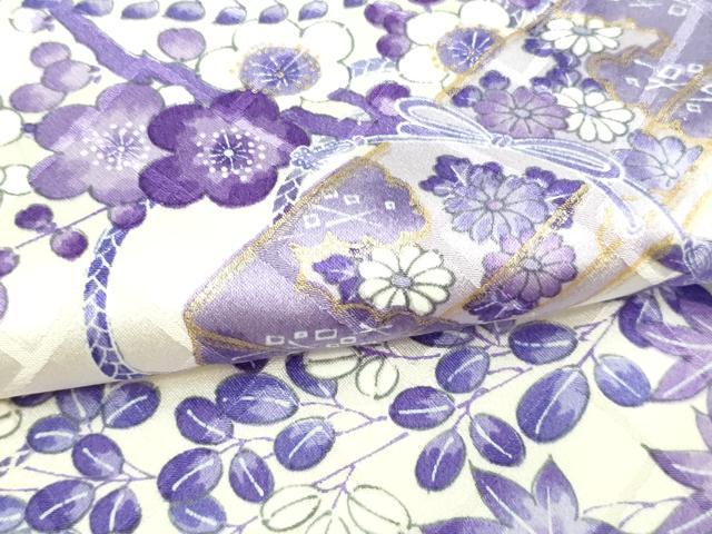 平和屋着物▽上質な小紋 単衣 文箱花文 金彩 正絹 逸品 DAAW9377sf