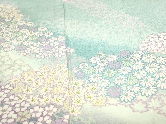 平和屋着物▽十日町 名門 滝泰謹製 訪問着 単衣 草花文 暈し染め 正絹 逸品 DABD3146sf