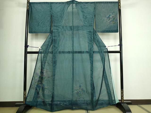 平和屋着物▽訪問着 無双 紗袷 紗×紗 流水草花文 とんぼ 金彩 正絹 逸品 DAAW9417sf