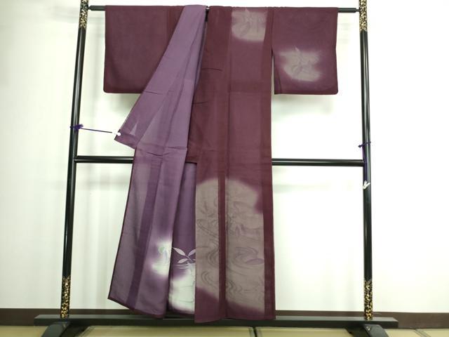 平和屋着物▽訪問着 無双 紗袷 紗×縦絽 流水枝葉文 暈し染め 正絹 逸品 DAAW9419sf