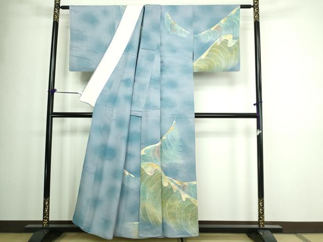 平和屋着物▽訪問着 単衣 作家物 抽象文様 金彩 正絹 逸品 DAAW9426sf