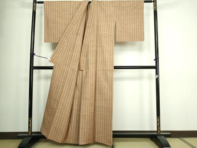 平和屋着物▽上質な紬 単衣 間道 正絹 逸品 未使用 DAAW9427sf