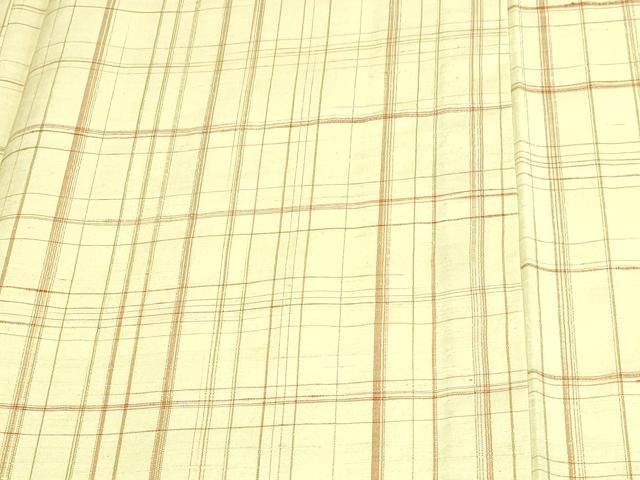 平和屋着物▽上質な紬 単衣 格子 正絹 逸品 未使用 DAAW9431sf