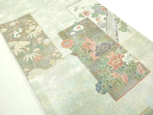 平和屋着物▼六通柄袋帯 地紙草花文 金銀糸 正絹 逸品 DAAW9459sf