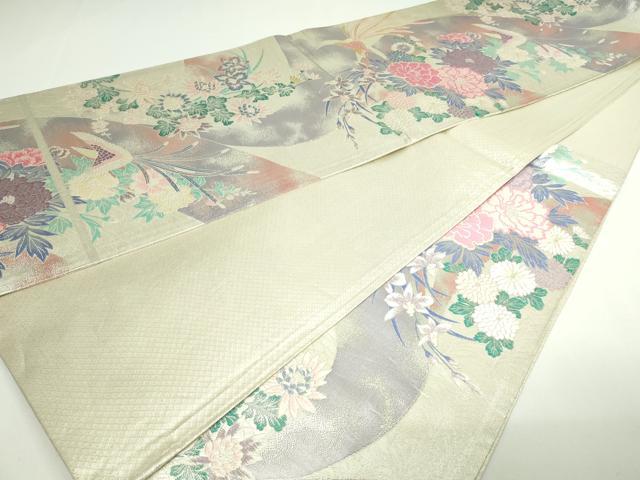 平和屋着物▼佐賀錦 六通柄袋帯 鳳凰草花文 銀糸 正絹 逸品 DAAW9486sf