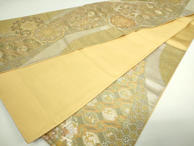 平和屋着物▼六通柄袋帯 正倉院花文 金糸 正絹 逸品 DAAW9492sf