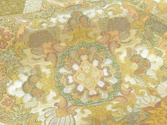 平和屋着物▼六通柄袋帯 正倉院花文 金糸 正絹 逸品 DAAW9492sf