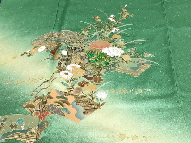 平和屋着物■訪問着 地紙御所車花文 暈し染め 金彩 正絹 逸品 DAAW9917sf