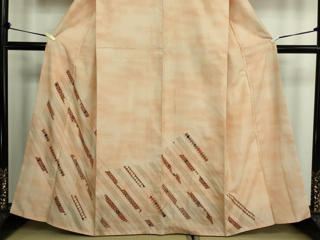 平和屋着物■訪問着 紬地 幾何学文 正絹 逸品 DAAW9940sf