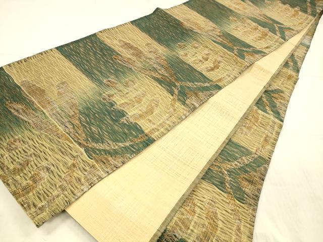 平和屋着物*夏物 六通柄袋帯 草葉文 金糸 正絹 逸品 DAAX0007cm