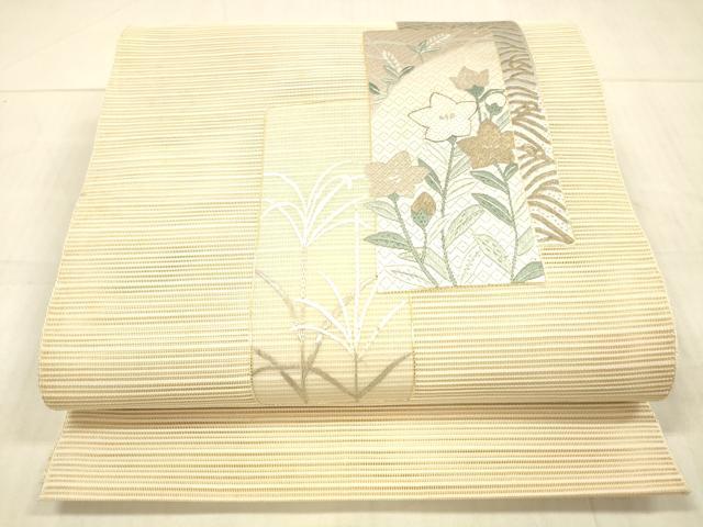 平和屋着物*夏物 絽綴れ 八寸名古屋帯 絽刺し 草花文 金糸 正絹 逸品 DAAX0009cm