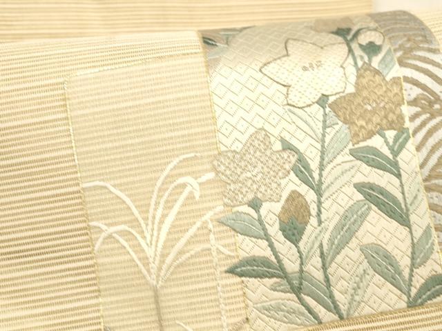 平和屋着物*夏物 絽綴れ 八寸名古屋帯 絽刺し 草花文 金糸 正絹 逸品 DAAX0009cm