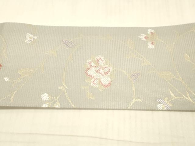 平和屋着物*夏物 九寸名古屋帯 花唐草文 金糸 正絹 逸品 DAAX0020cm