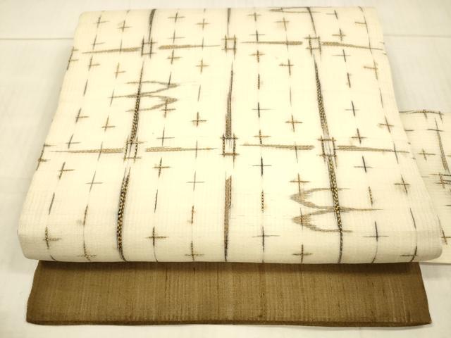 平和屋着物*夏物 九寸名古屋帯 絣文様 正絹 逸品 DAAX0021cm