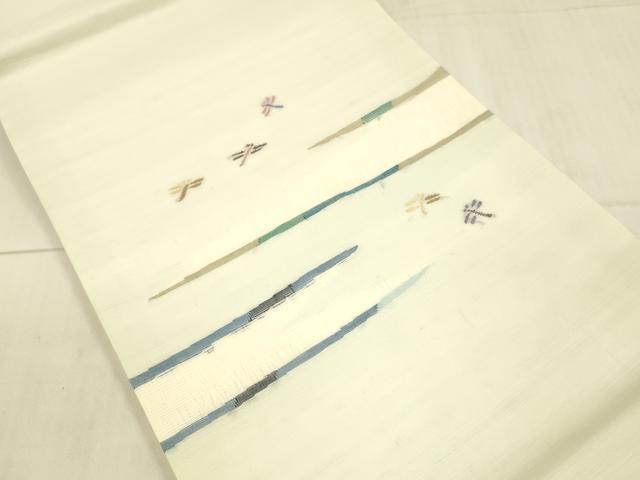 平和屋着物*夏物 西陣 宮階織物 宮繍苑 里葉 九寸開き名古屋帯 蜻蛉 金糸 正絹 逸品 DAAX0022cm