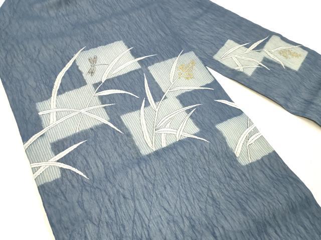 平和屋着物*夏物 九寸名古屋帯 手描き 蜻蛉草葉文 金銀彩 DAAX0023cm