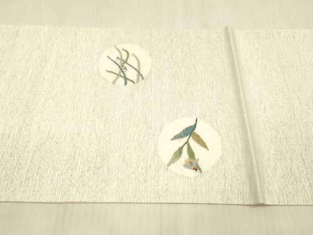 平和屋着物*夏物 九寸開き名古屋帯 夏虫 草葉文 金糸 正絹 逸品 DAAX0028cm