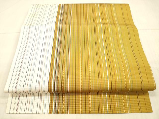 平和屋着物●本場筑前博多織 八寸名古屋帯 間道 正絹 逸品 DAAX0081cm