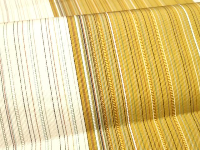 平和屋着物●本場筑前博多織 八寸名古屋帯 間道 正絹 逸品 DAAX0081cm