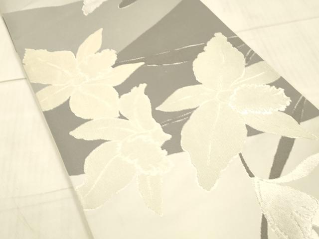 平和屋着物●世界的人形師 辻村寿三郎 ジュサブロー 六通柄袋帯 草花文 銀糸 上代28万 正絹 逸品 DAAX0094cm