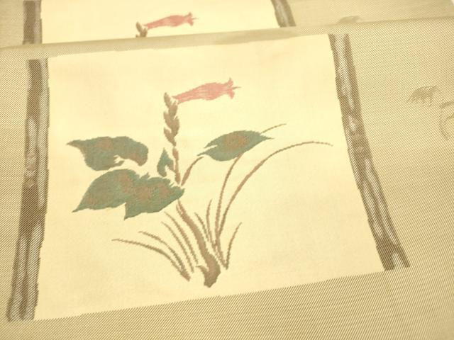 平和屋着物●名門木屋太 今河織物 六通柄袋帯 草花文 正絹 逸品 DAAX0107cm