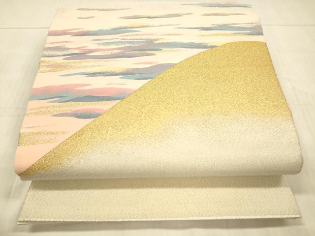 平和屋着物●綴れ 太鼓柄袋帯 遠山文 金銀糸 正絹 逸品 DAAX0111cm