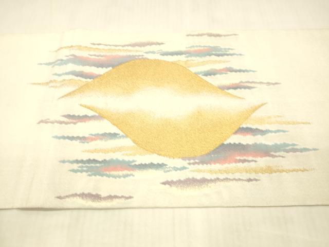 平和屋着物●綴れ 太鼓柄袋帯 遠山文 金銀糸 正絹 逸品 DAAX0111cm