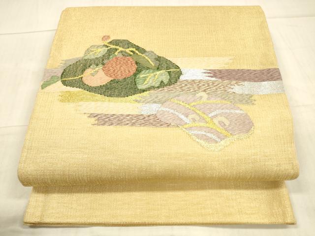 平和屋着物*夏物 明綴れ 太鼓柄袋帯 成り物 金銀糸 正絹 逸品 DAAX0176cm