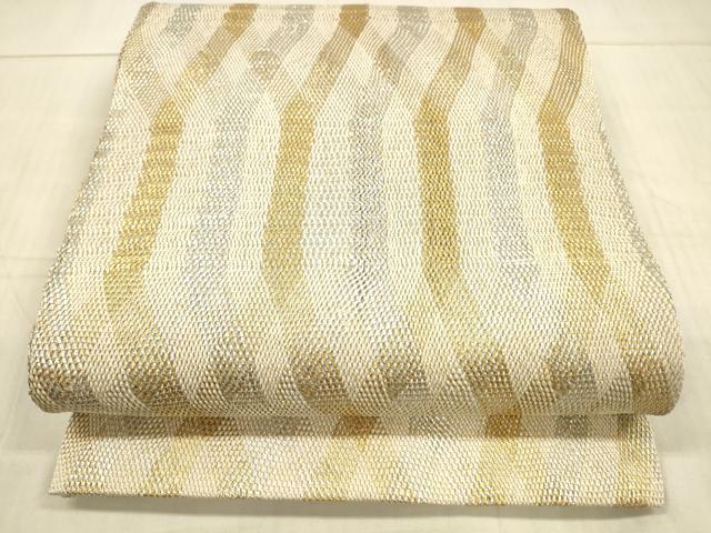 平和屋着物*夏物 両面 全通柄 本袋帯 組織 抽象文様 金銀糸 正絹 逸品 DAAX0177cm