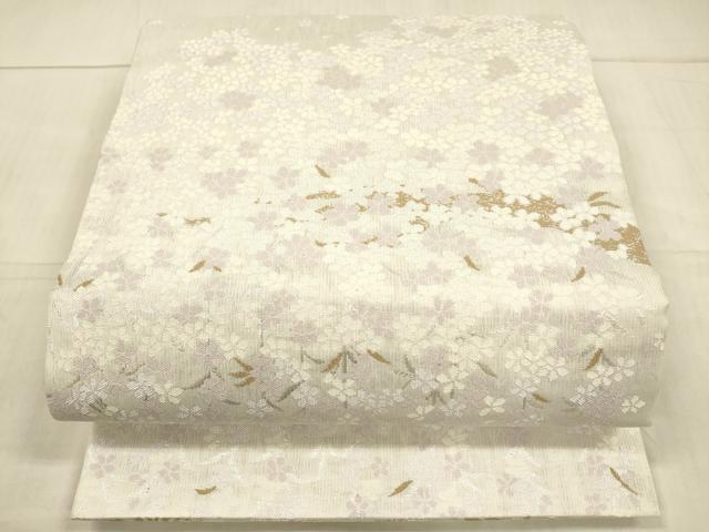 平和屋着物*夏物 両方向 丸帯 枝花文 流水文草花文 草花文 格子草花文 銀糸 ほていやオリジナル 正絹 逸品 DAAX0180cm