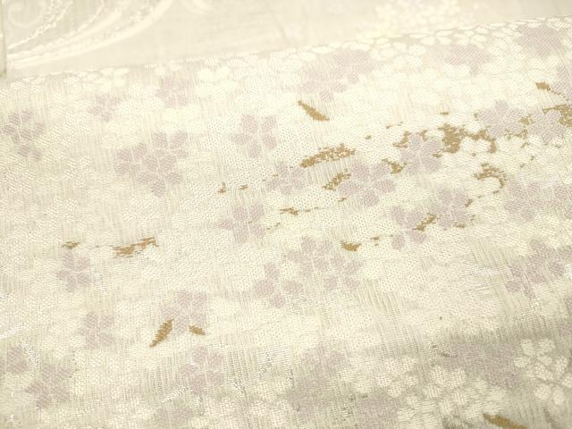 平和屋着物*夏物 両方向 丸帯 枝花文 流水文草花文 草花文 格子草花文 銀糸 ほていやオリジナル 正絹 逸品 DAAX0180cm