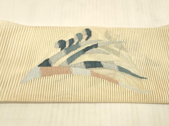 平和屋着物*夏物 絽綴れ 八寸名古屋帯 草葉文 銀糸 正絹 逸品 DAAX0184cm