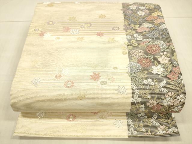 平和屋着物*夏物 六通柄袋帯 唐織 竜田川 金銀糸 正絹 逸品 DAAX0185cm