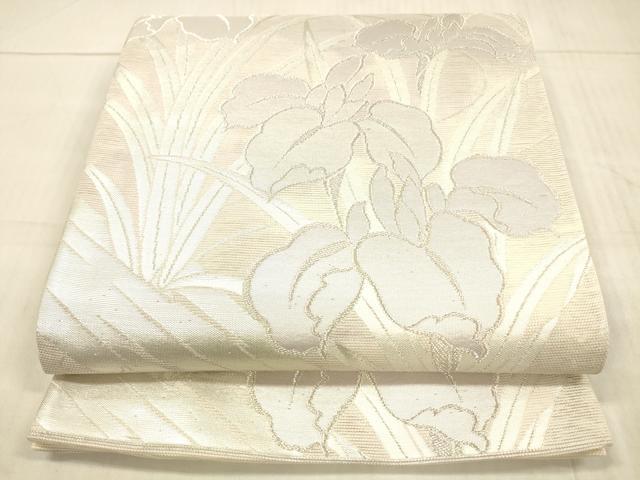 平和屋着物*夏物 六通柄袋帯 杜若 銀糸 正絹 逸品 DAAX0196cm