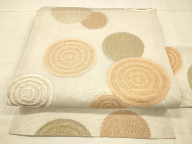 平和屋着物*夏物 九寸名古屋帯 丸文 金糸 正絹 逸品 DAAX0207cm